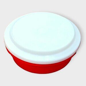 Vintage Tupperware Lidded Container Red 1253-6 & White Lid 1207-22